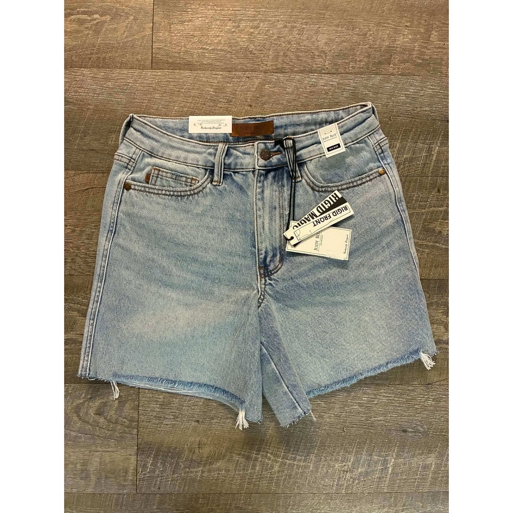 Size S JB150364 Judy Blue Rigid Front Stretch Back MidRise Denim Shorts Light